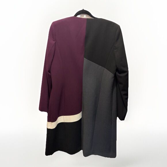 Calvin Klein Women's Long Blazer Over Coat Size 12 Colorblocked Open-Front NWT - Picture 10 of 10